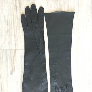 Antique 50s Black Kid Leather 3/4 Length Gloves